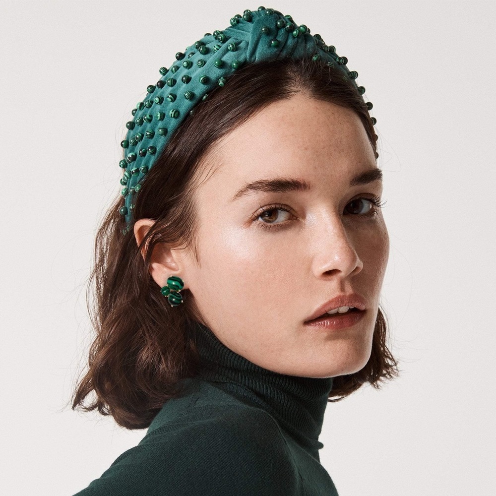 Lele Sadoughi Malachite Beaded Headband - Emerald